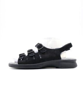 Clarks Springers Black Leather Flat Slingback Sandals - 9 Wide